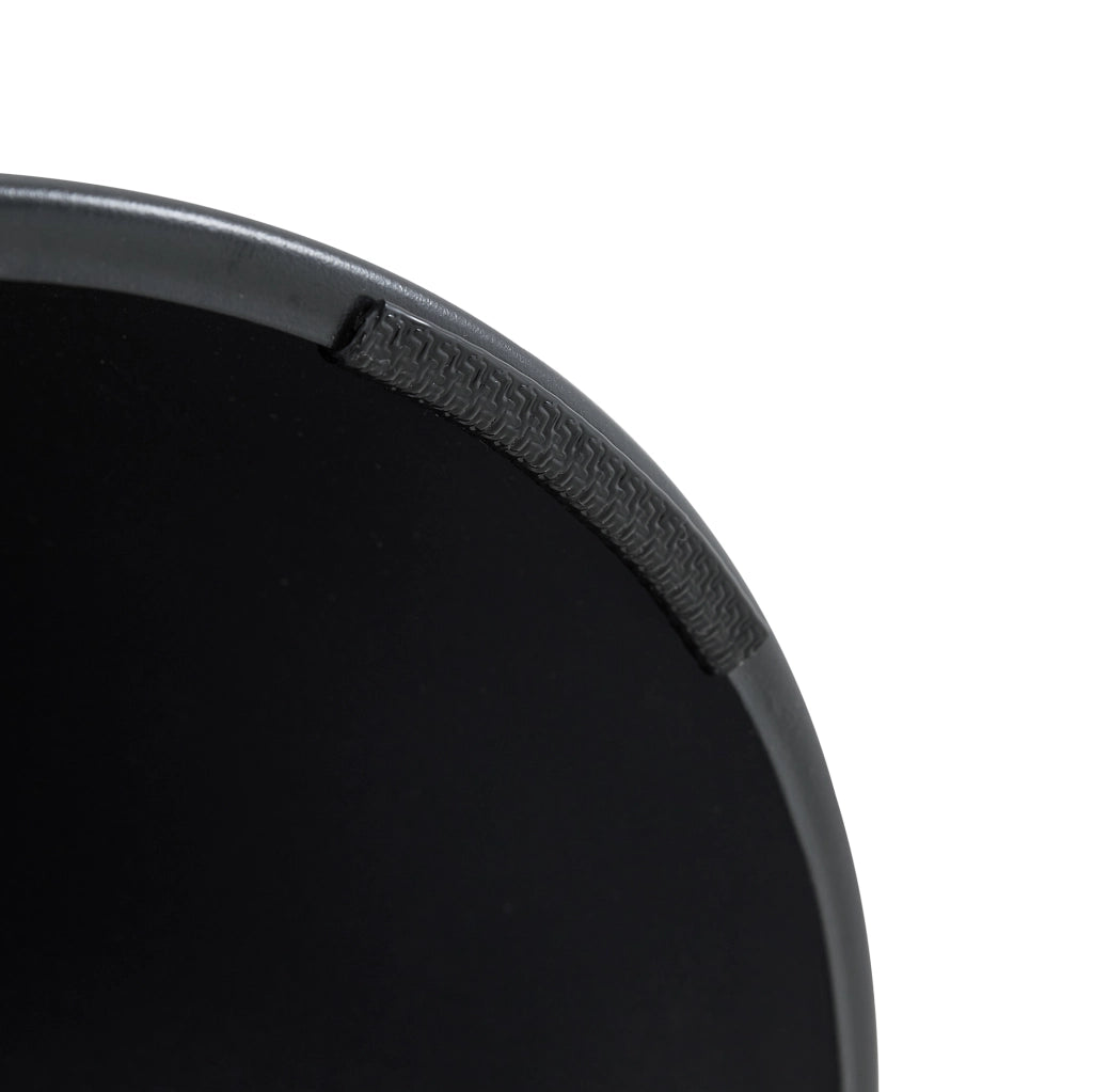 Set di 2 tavolini rotondi con piano in melamina effetto noce e base in metallo nero con dettagli dorati