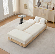 Divano letto in chenille con contenitore e cassetti
