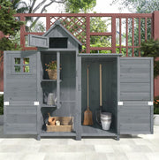 Armadio da esterno a doppia porta in legno massello di abete 110x52x170 cm grigio
