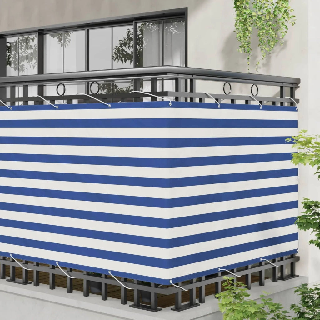 Schermo da balcone-Pannello per balcone Blu e Bianco 110 x 600 cm Tessuto Oxford