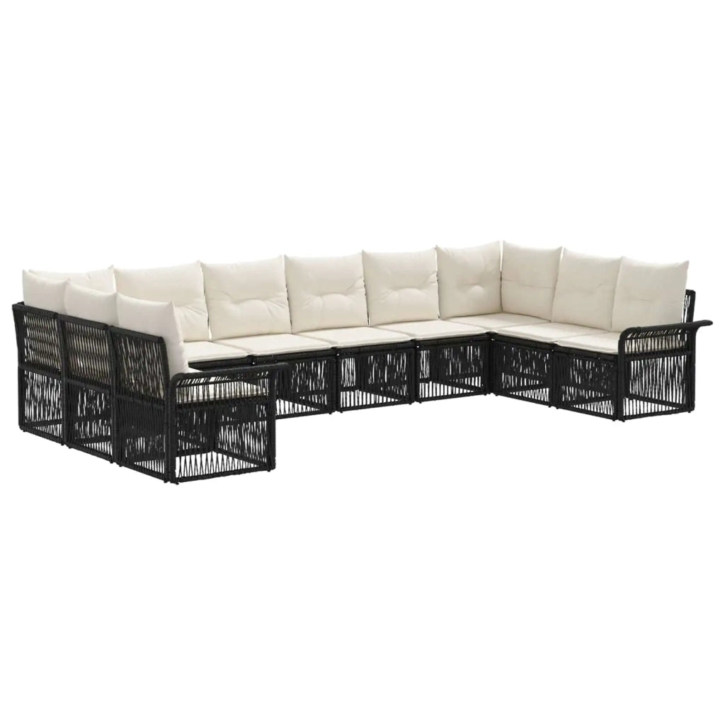 Set Divano da Giardino 10 pz Nero polyrattan 3434938