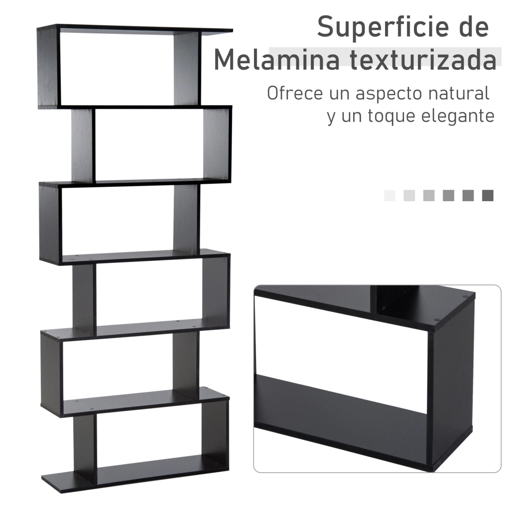 Libreria con 6 ripiani ¨C Xylo ¨C legno nero 80x23x192 cm