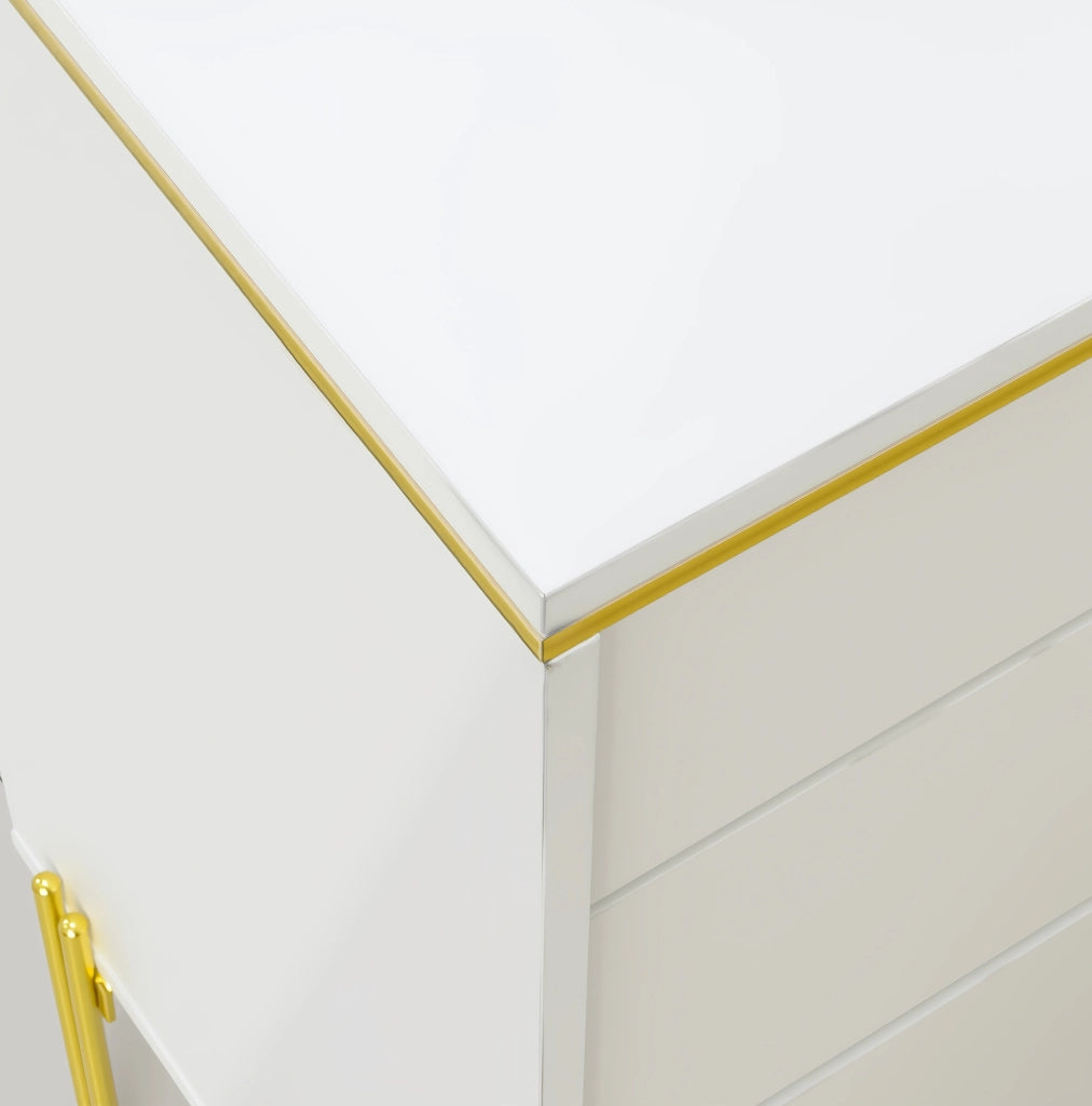 Credenza moderna bianco e oro con 6 cassetti
