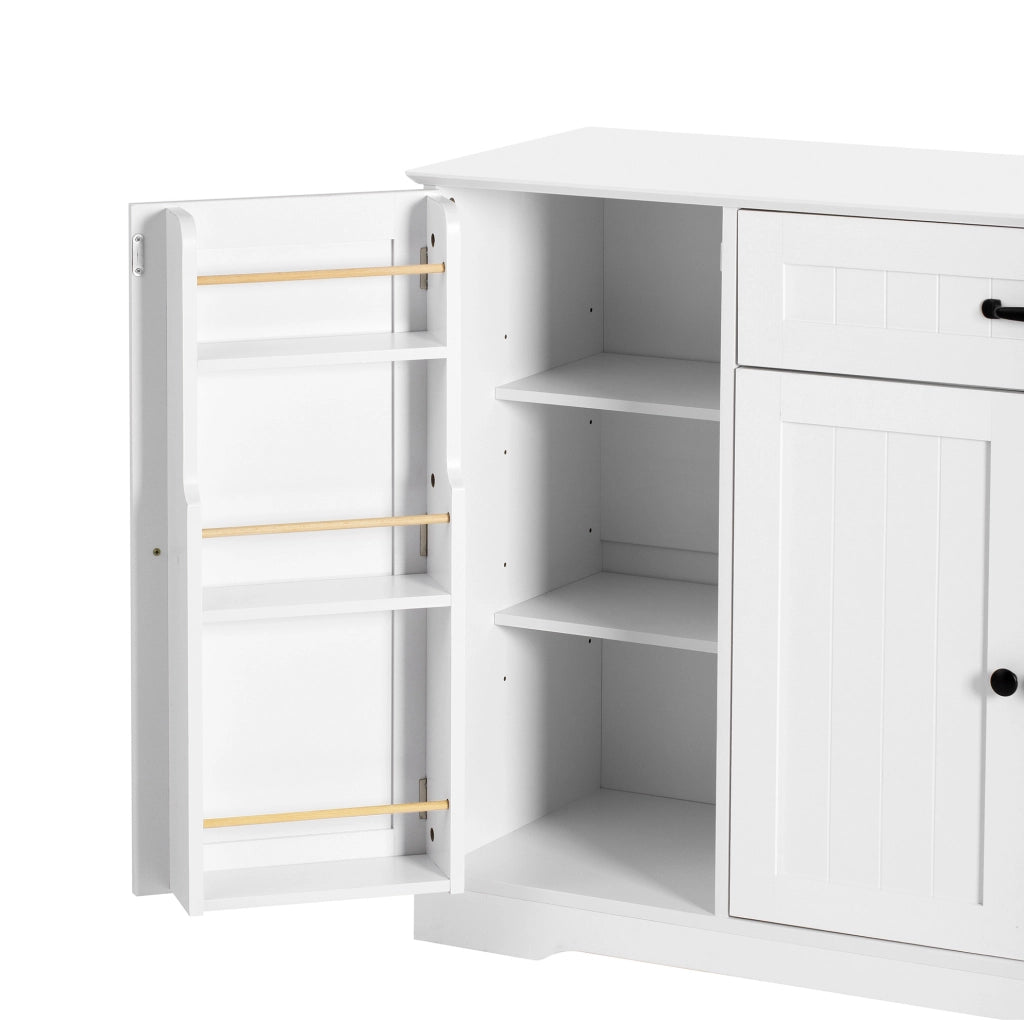 Credenza moderna 3 ante e 1 cassetto in MDF bianco con ripiani regolabili
