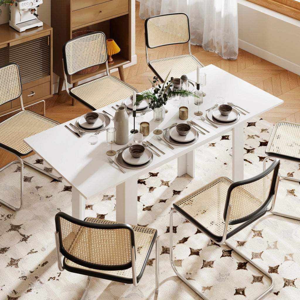 Tavolo da pranzo allungabile rettangolare ¨C Minimal ¨C bianco 140-180x80 cm