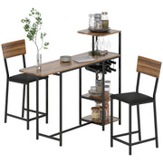 Tavolo da bar con laterali abatibili e 2 sgabelli ¨C Minimal ¨C marrone e nero