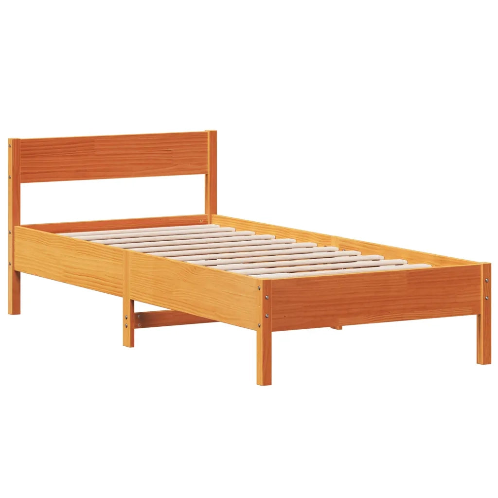 Letto senza Materasso-Struttura Letto Marrone Cera 75x190 cm in Legno di Pino 492927
