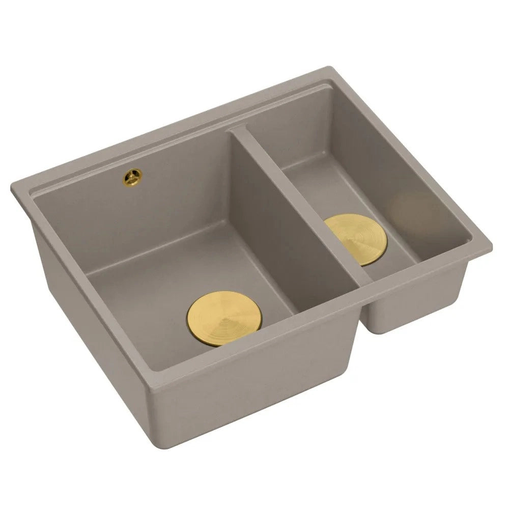 Lavello In Granito Logan 150 Beige Tappo rame spazzolato