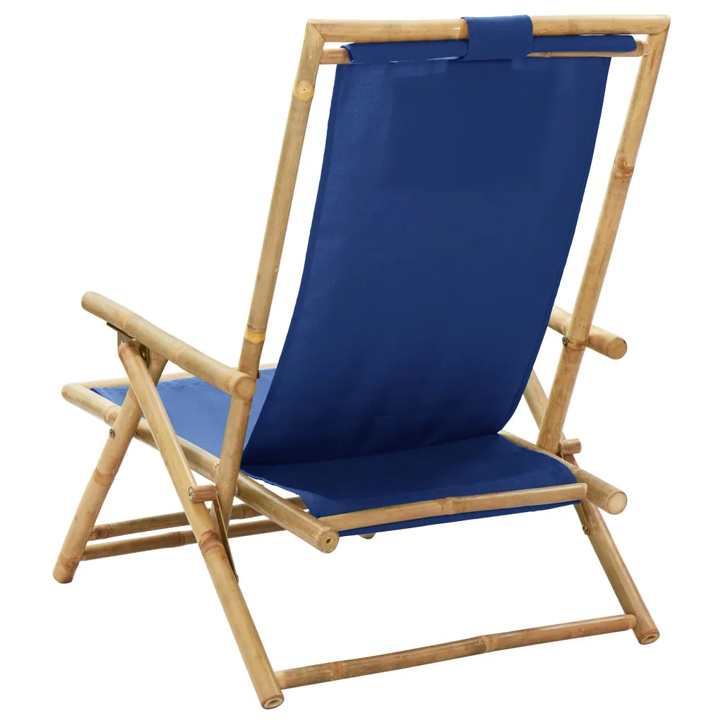 Sedia da Giardino | Sedia Relax reclinabile Blu Marino in Bamb¨´ e Tessuto