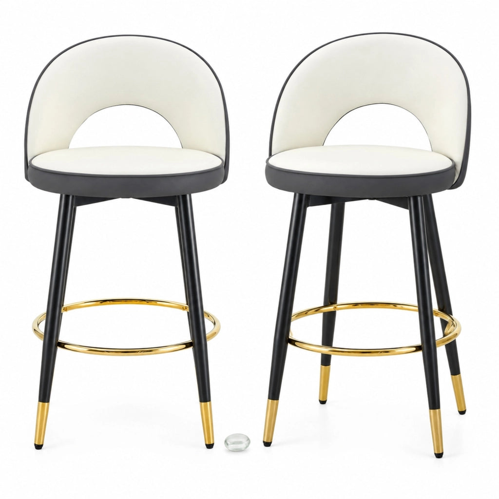 Set 2 sgabelli da bar girevoli 360° in PU grigio scuro e bianco HOMVRA