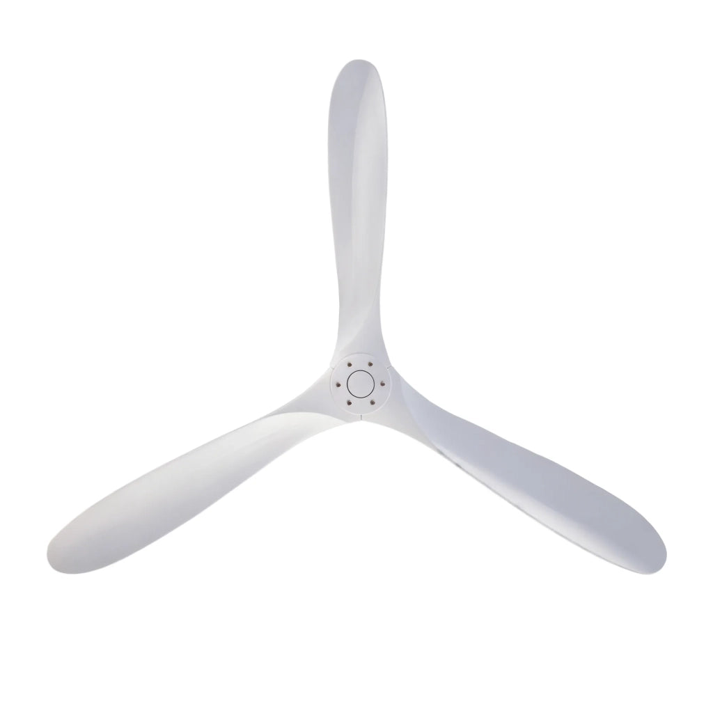 Ventilatore da soffitto 70 pollici bianco, design moderno, 3 pale in legno massello, senza luce, con telecomando, 6 velocità reversibili e memoria