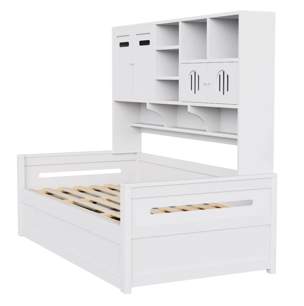 Letto multifunzionale 90x200 cm con vano contenitore e mensole