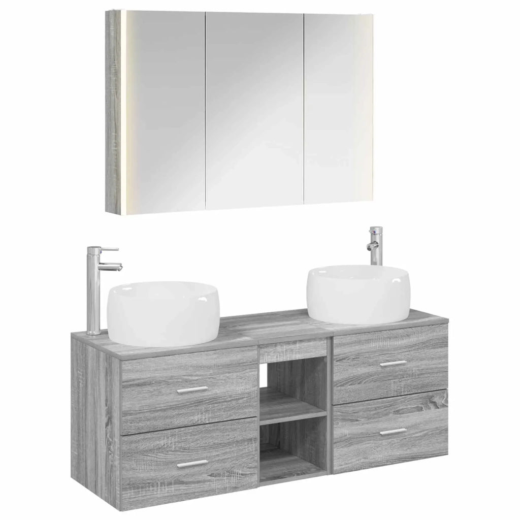 Set di mobili per il bagno 4 pz Sonoma grigio 3407028