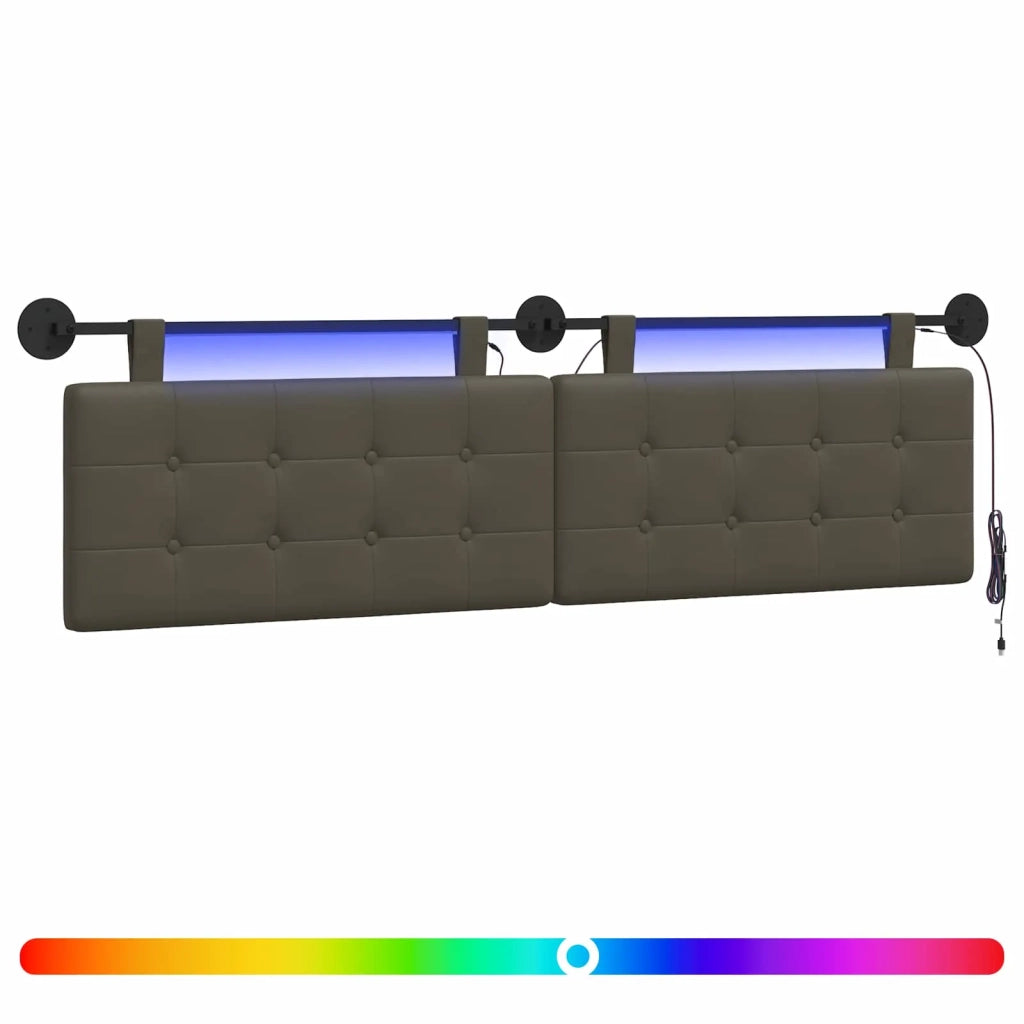 Testiera | Testata sospesa Con luce LED Grigio Similpelle