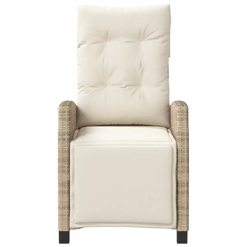 Sedia Reclinabile da Giardino con Poggiapiedi Beige Polyrattan 365236