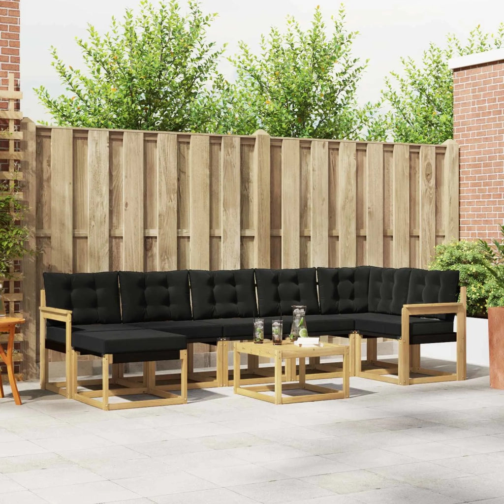 Set di divani da esterno con cuscino 8 pcs Bianco e Nero 3389710