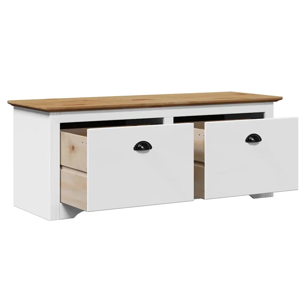 Panca da Ingresso BODO Bianca e Marrone 114x40x45 cm