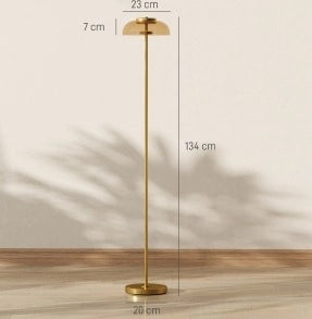 Lampada da Terra LED per Soggiorno in Ottone con Luce Calda 3000K, Interruttore a Pedale, 25x25x134 cm