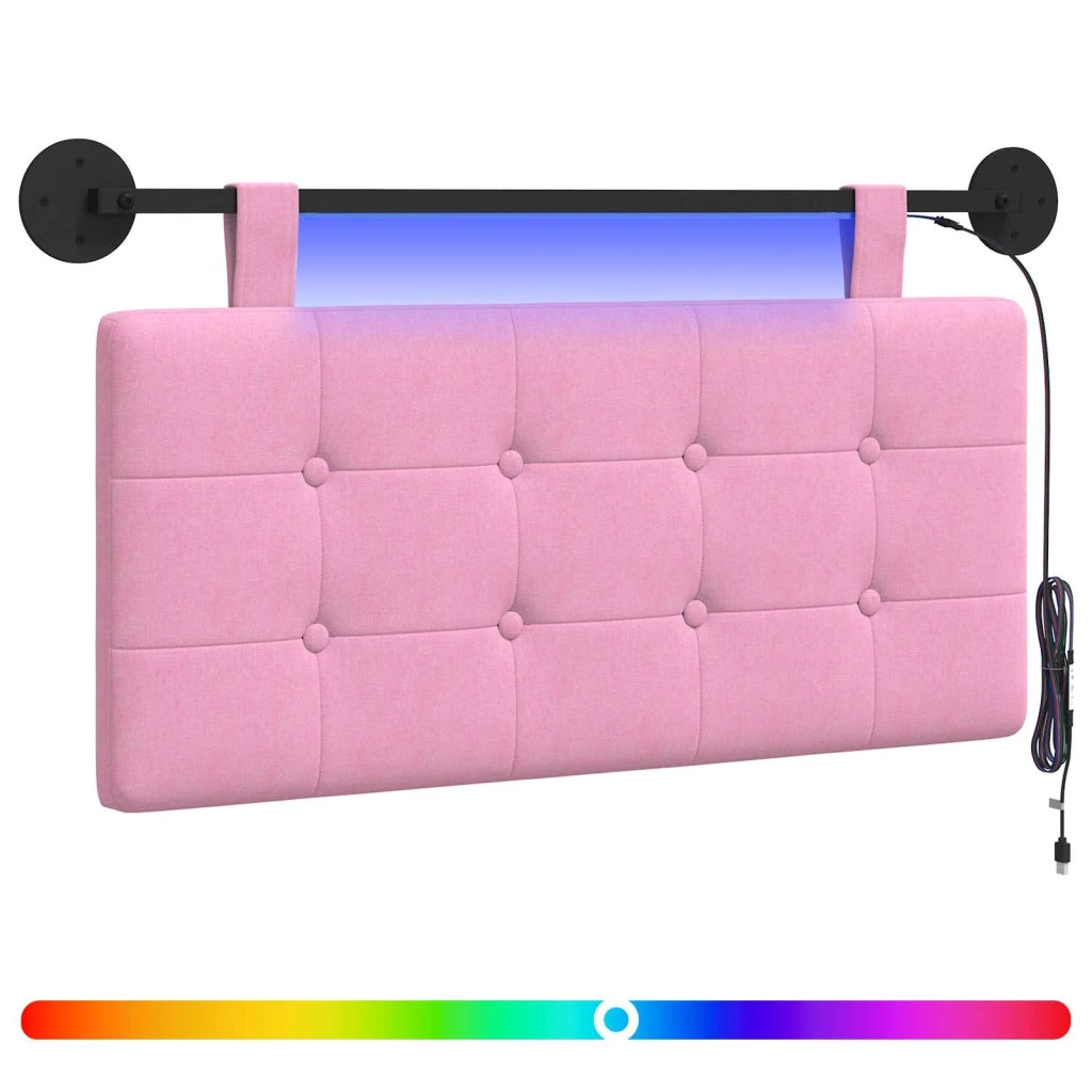 Testiera | Testata sospesa Con luce LED Rosa Tessuto