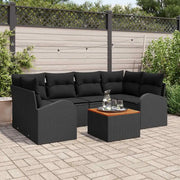 Set Divano da Giardino con cuscino 7 pcs Nero polyrattan 3347534