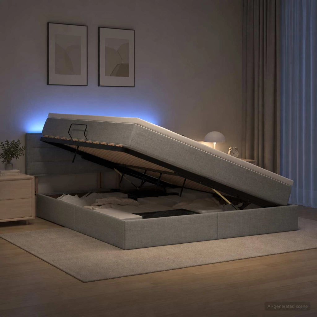 Letto con contenitore LED e materasso Grigio Chiaro 3458997