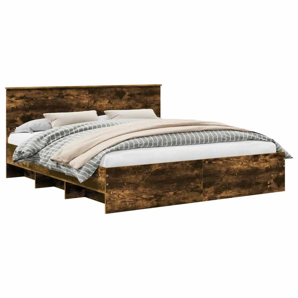 Struttura del letto Rovere fumé 200 x 200 cm Legno multistrato