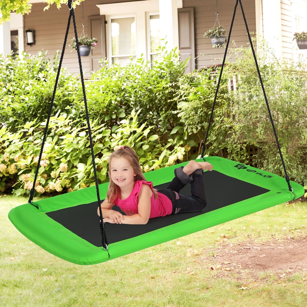 Altalena rettangolare per bambini con corde regolabili, Altalena struttura in acciaio per portico e cortile Verde
