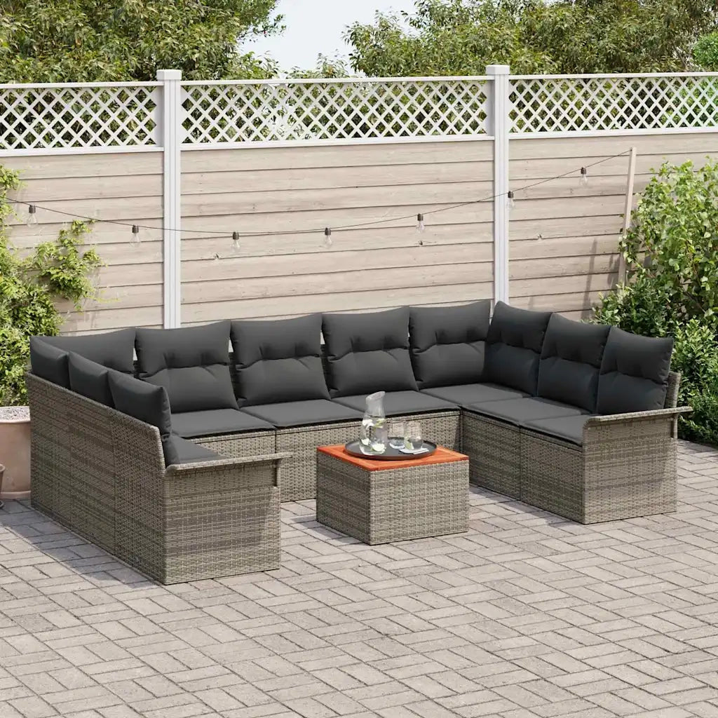 Set Divano da Giardino 10 pcs Grigio polyrattan 3356039