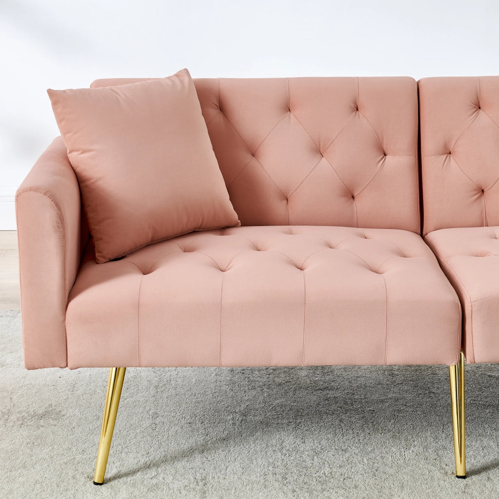 Divano 2 posti in velluto rosa con schienale regolabile a 3 posizioni