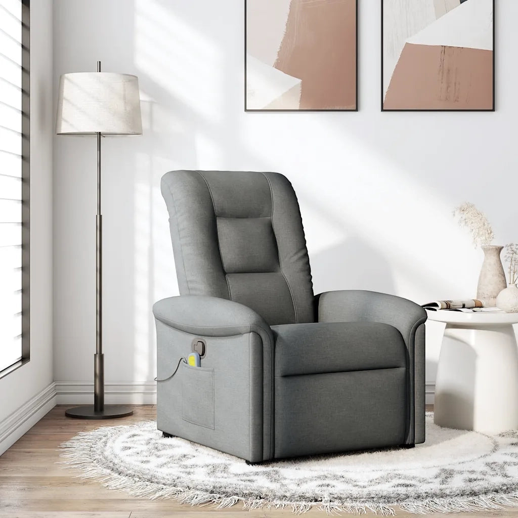 Poltrona reclinabile massaggiante in tessuto grigio scuro 4015627