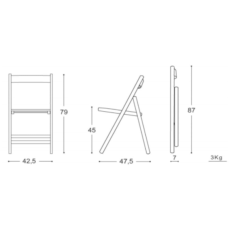 Set 4 sedia pieghevole in legno Penelope colore giallo