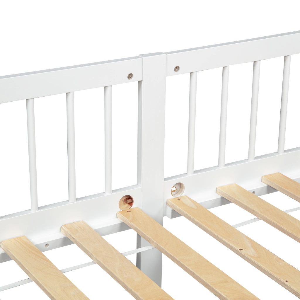 Letto da giorno 90 × 200 cm con sponde su tre lati e 14 doghe in legno di pino bianco con spazio sottostante