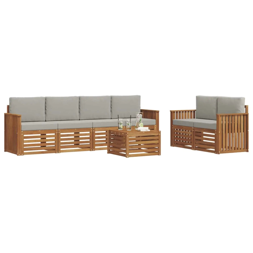 Set di divani da esterno 7 pcs Grigio Naturale e Chiaro 3374406