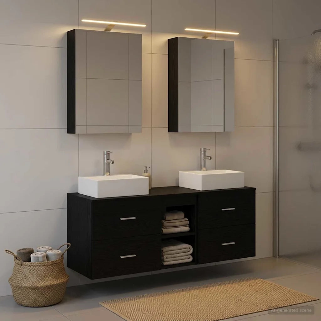 Set di mobili per il bagno 5 pz Rovere Nero 3406792