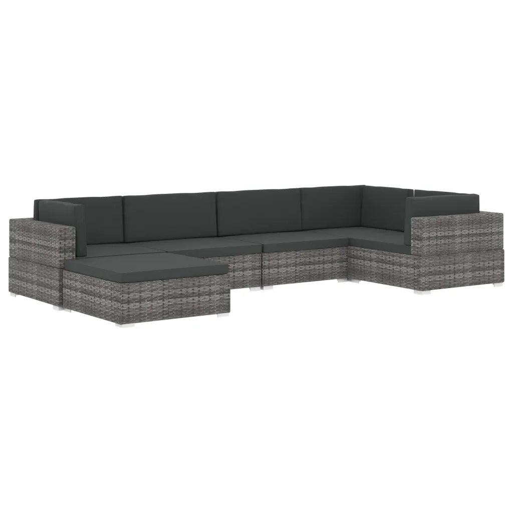 Poltrona | Sedia Relax Modulare ad Angolo 1 pz con Cuscini in Polyrattan Nero