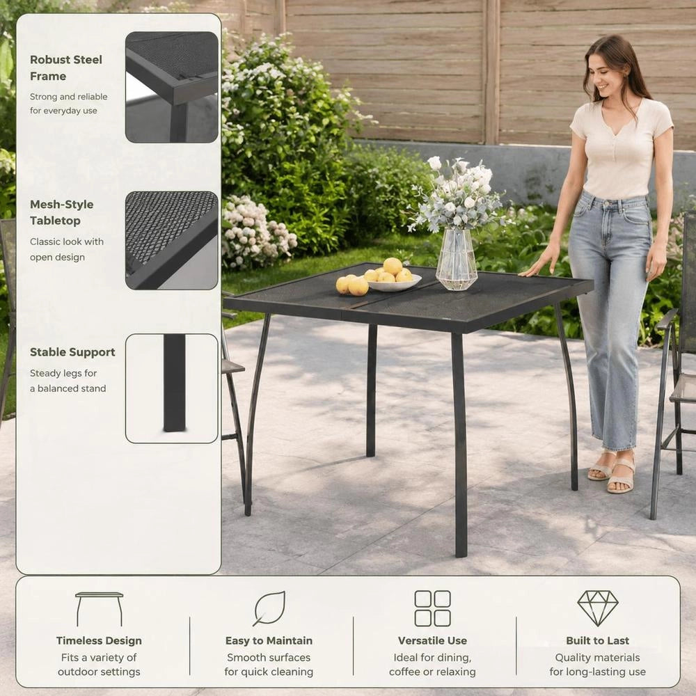 Garden Table Anthracite 100x100x72 Cm Steel Mesh