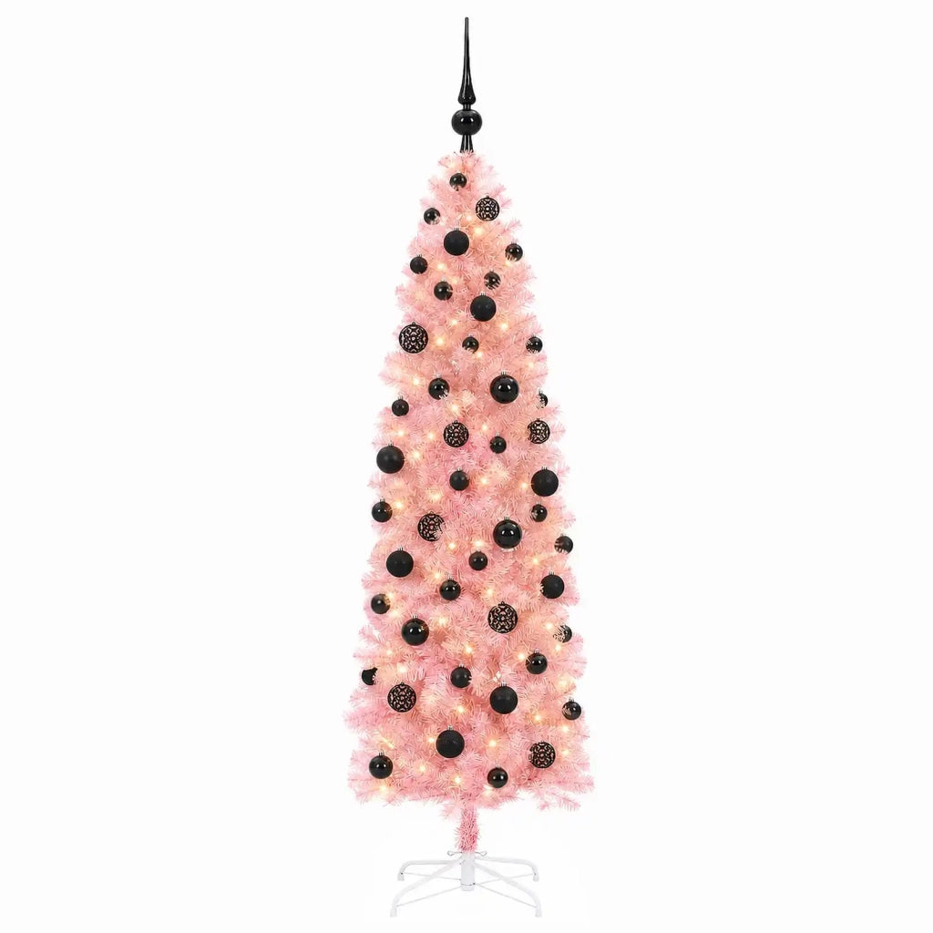 Albero di Natale artificiale slim con palline 180 cm 300 LED 3461092