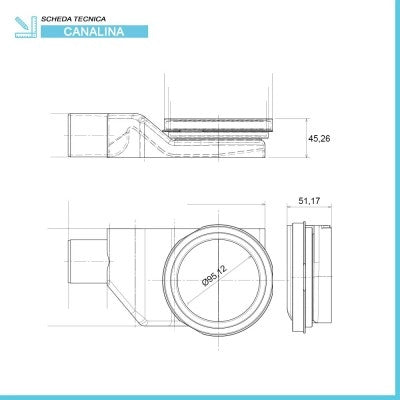 Canalina doccia a pavimento 65 cm con cover piastrellabile in acciaio inox e scarico incluso