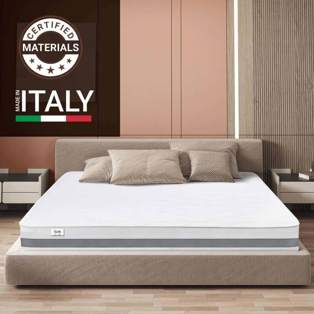 Materasso Singolo 105x210 cm in Memory Antibatterico | Altezza 25 cm | Rivestimento 3D Air in Fibra Ipoallergenica | Materasso Ortopedico a 7 Zone Differenziate Termosensibili