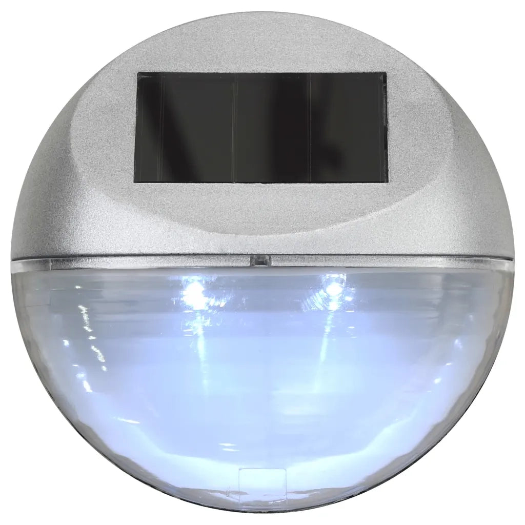 Set di 24 lampade solari da parete rotonde 11 x 5 cm illuminazione automatica esterna in PP argentato 02_0046381