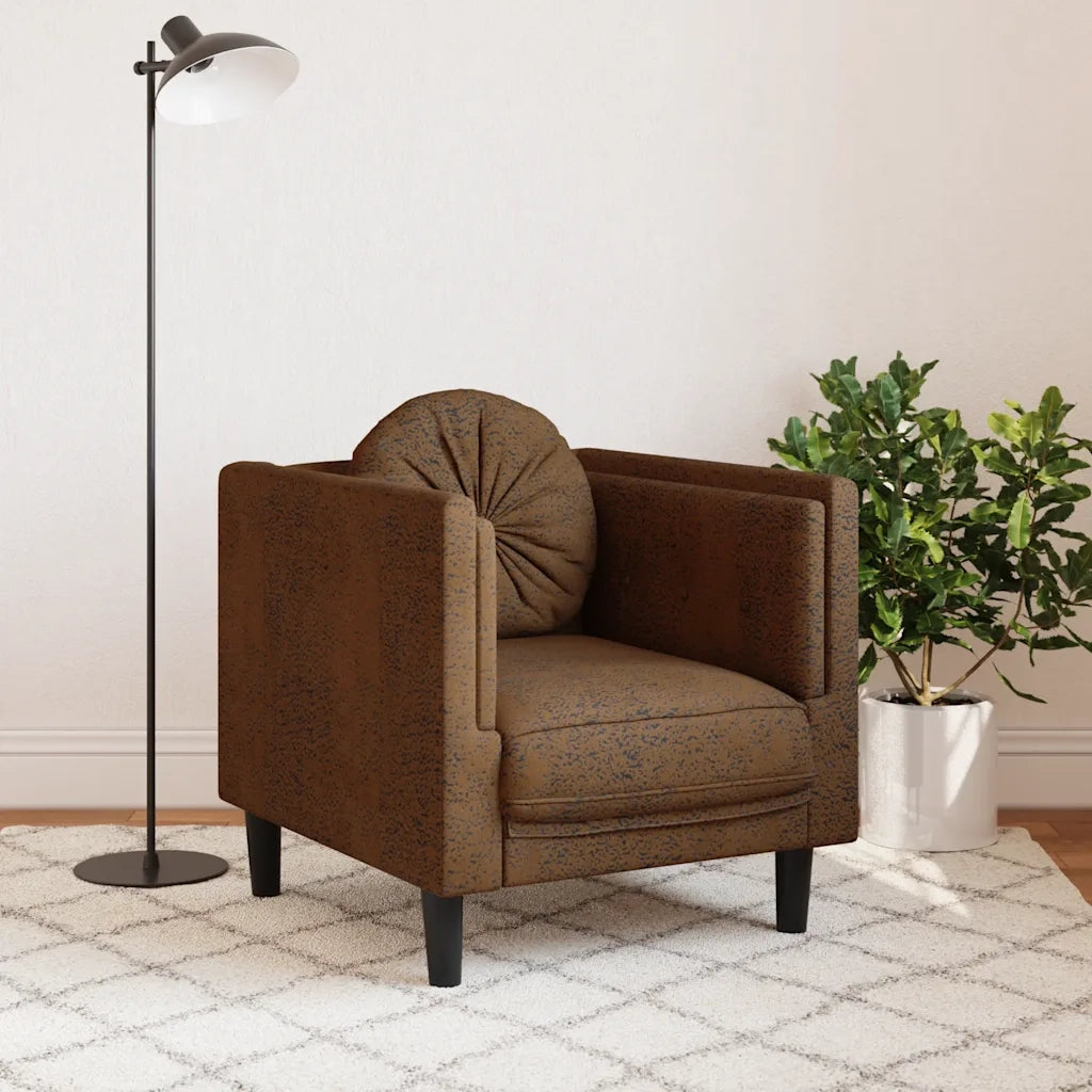 Poltrona | Sedia Relax con Cuscino Marrone in Similpelle Scamosciata