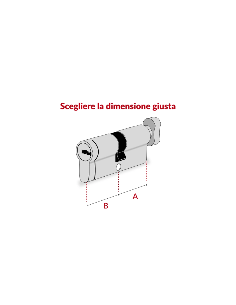 Cilindro SA con pomolo 35 x 30 mm, nichelato, 3 chiavi – THIRARD