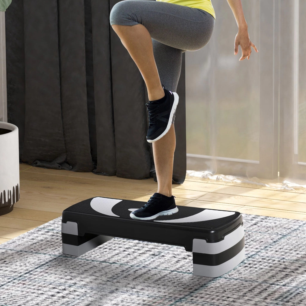 EasyComfort Stepper da Aerobica Regolabile in Altezza 10-15-20 cm Antiscivolo, Nero e Grigio