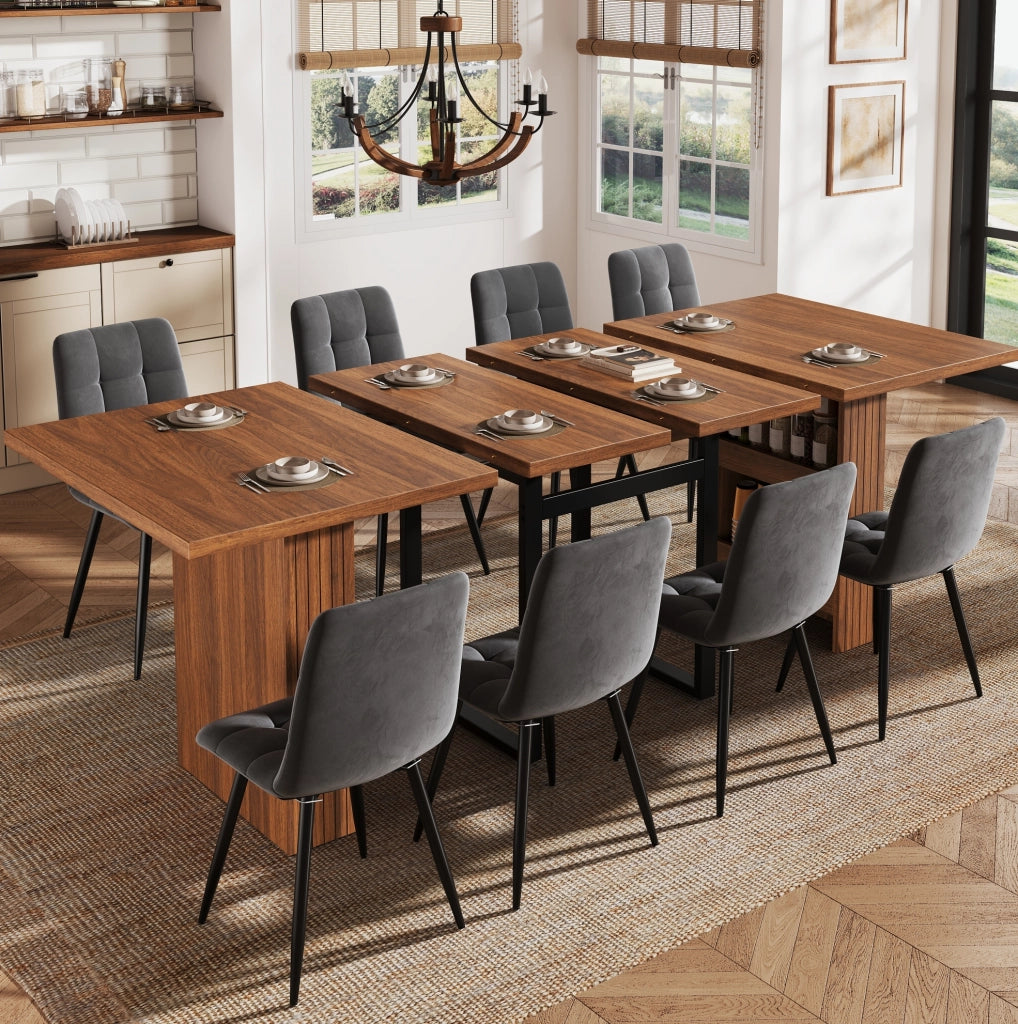TAVOLO DA PRANZO Estensibile 120/160/200 cm MDF e Metallo Marrone Scuro