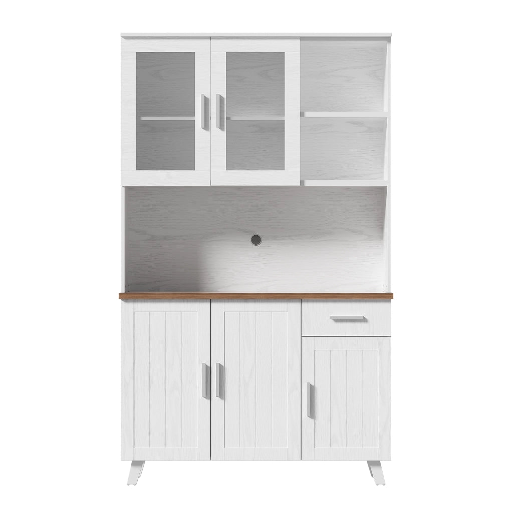 Mobile alto rustico 114x40x190 cm con vetrina e cassetto