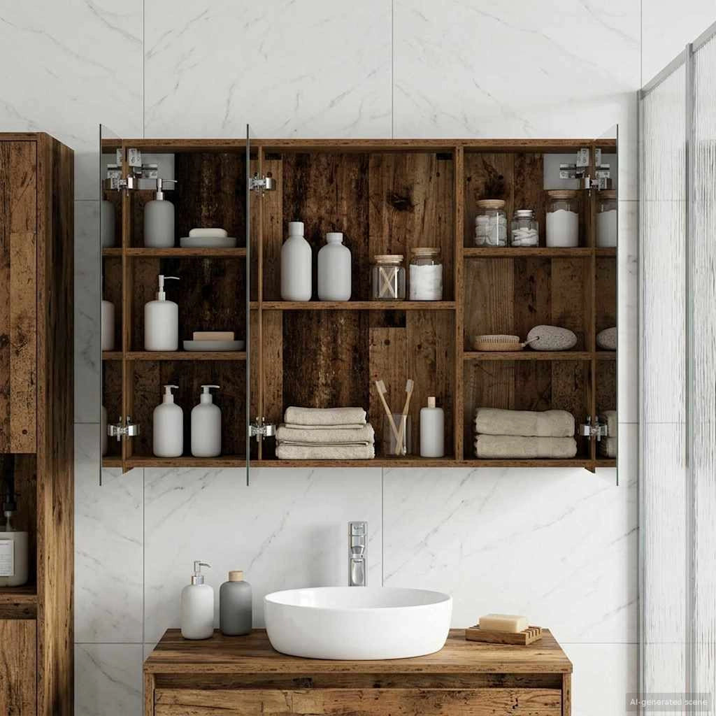 Mobiletto per specchio da bagno Legno vecchio 889125