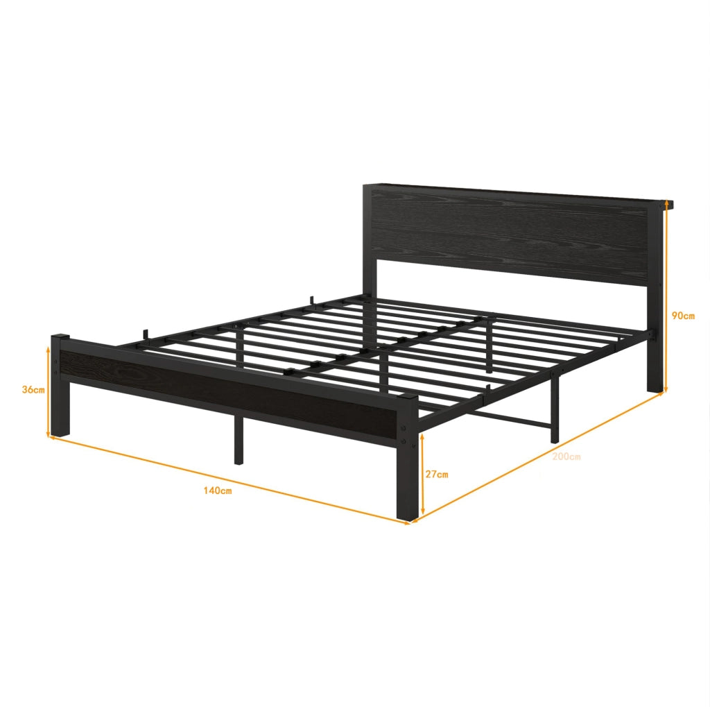 Letto singolo in MDF e metallo con vano sottoletto