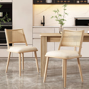 Set di 2 sedie in rattan con seduta in PU; beige