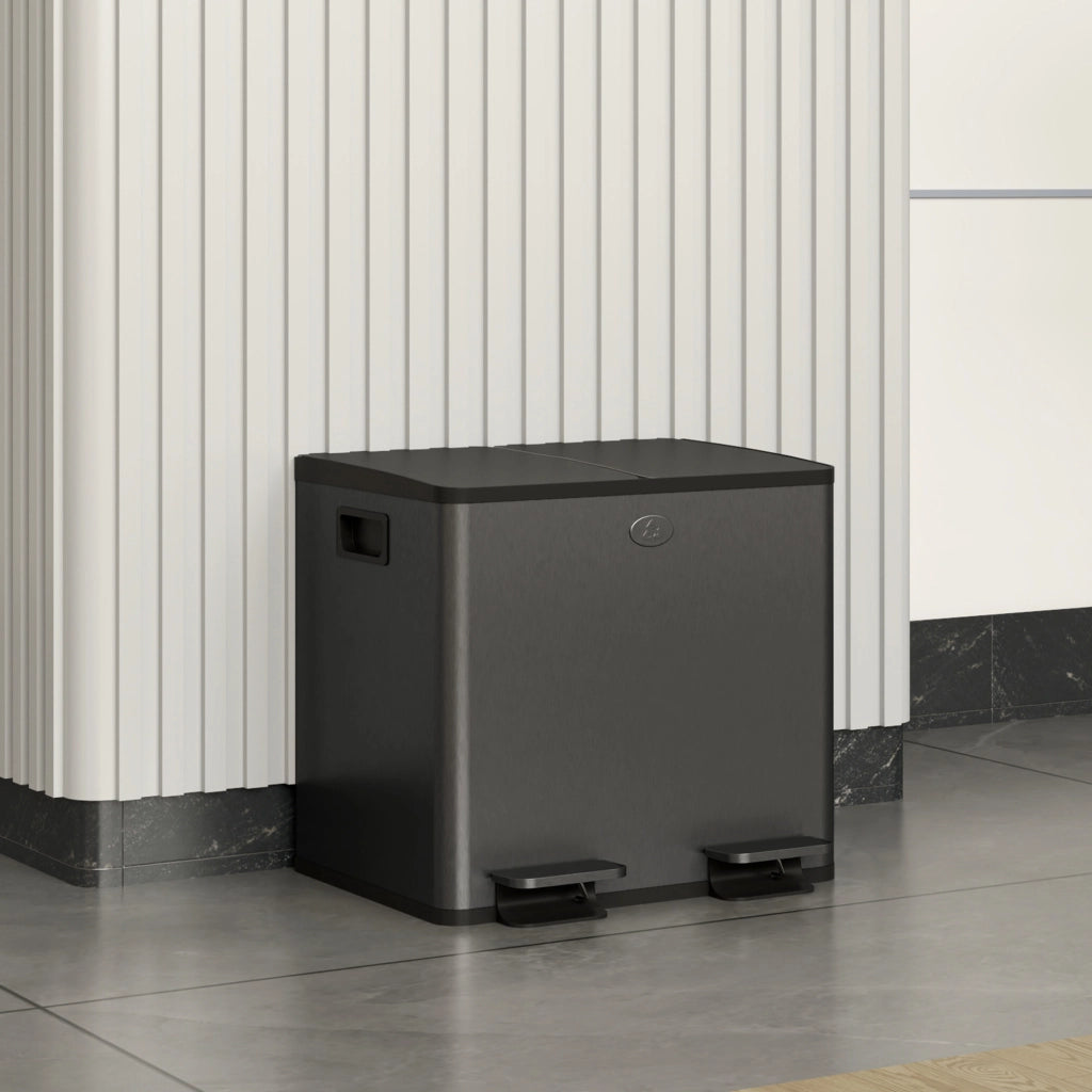 Cestino doppio ¨C Minimal ¨C Acciaio inox, plastica, nero