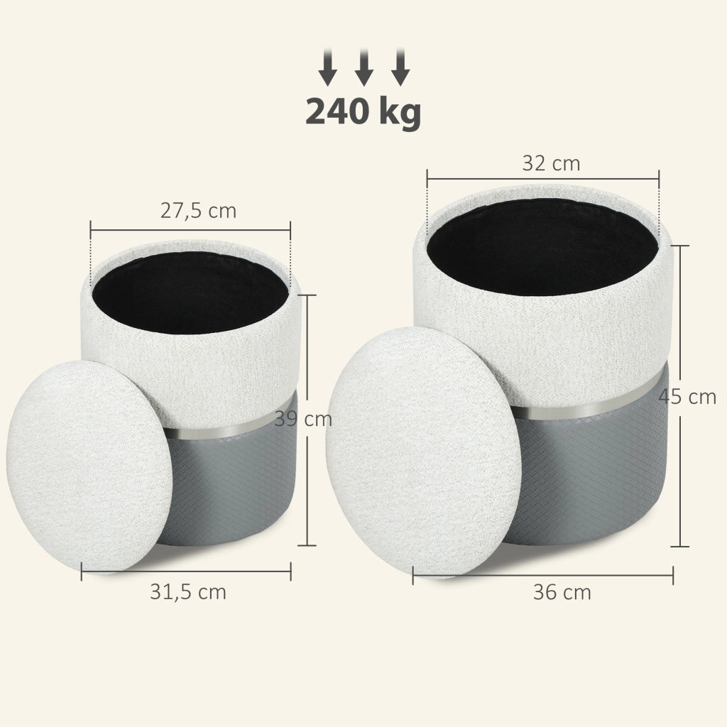 Poltrona Puff con Contenitore ¨C Zephmum ¨C Grigio e Crema